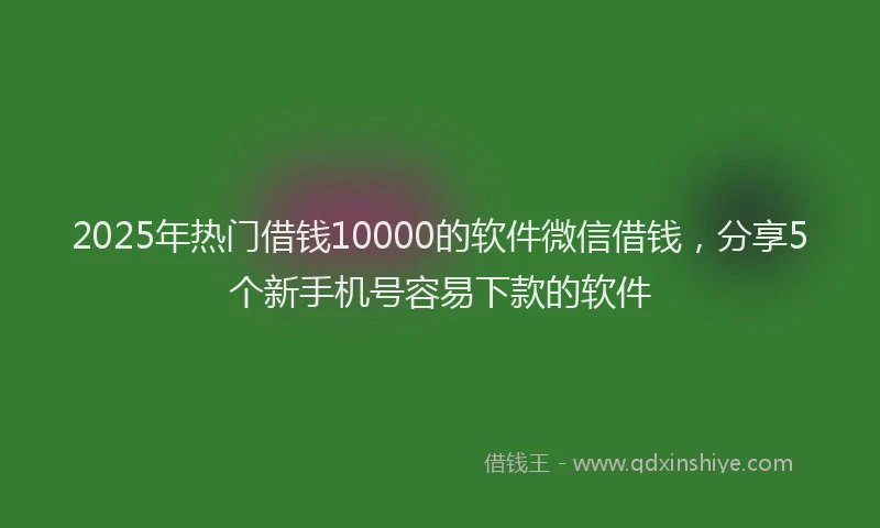 2025年热门借钱10000的软件微信借钱，分享5个新手机号容易下款的软件