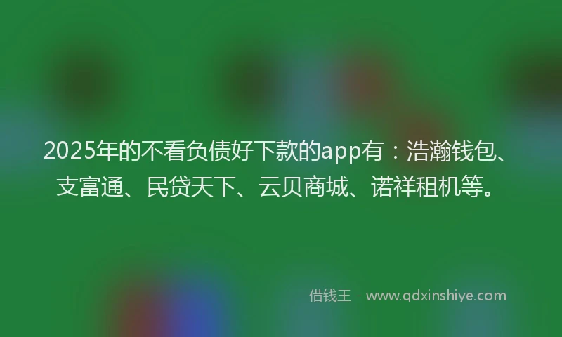 2025年的不看负债好下款的app有：浩瀚钱包、支富通、民贷天下、云贝商城、诺祥租机等。