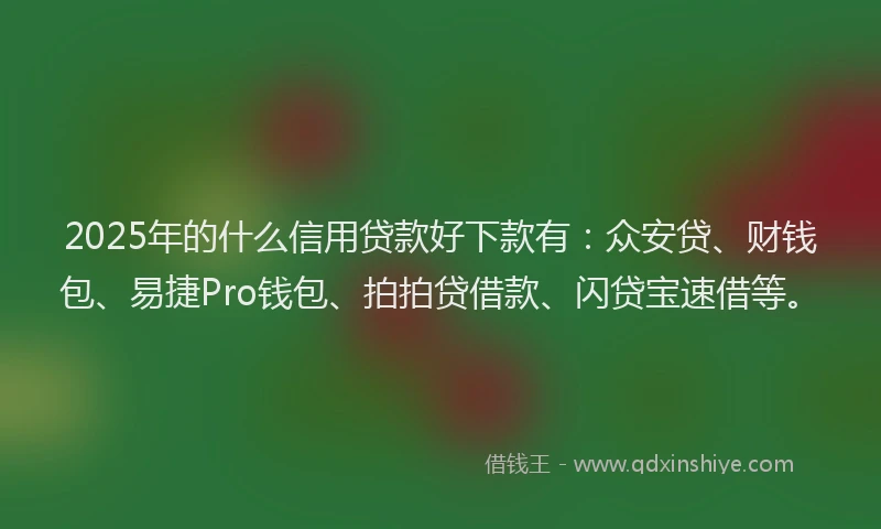 2025年的什么信用贷款好下款有：众安贷、财钱包、易捷Pro钱包、拍拍贷借款、闪贷宝速借等。