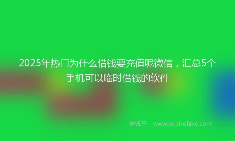 2025年热门为什么借钱要充值呢微信，汇总5个手机可以临时借钱的软件