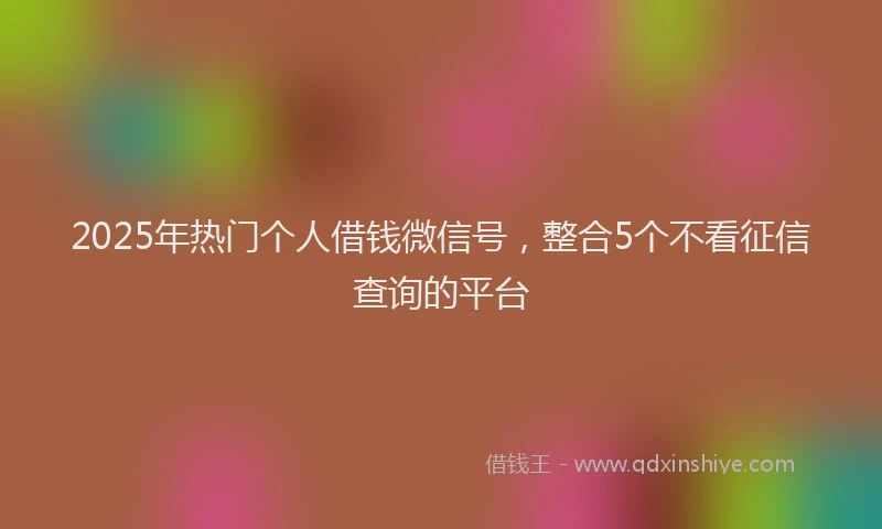 2025年热门个人借钱微信号，整合5个不看征信查询的平台