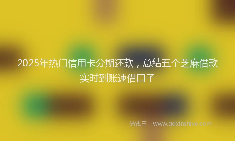 2025年热门信用卡分期还款，总结五个芝麻借款实时到账速借口子