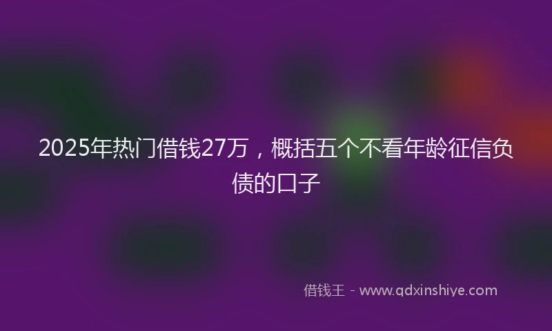 2025年热门借钱27万，概括五个不看年龄征信负债的口子