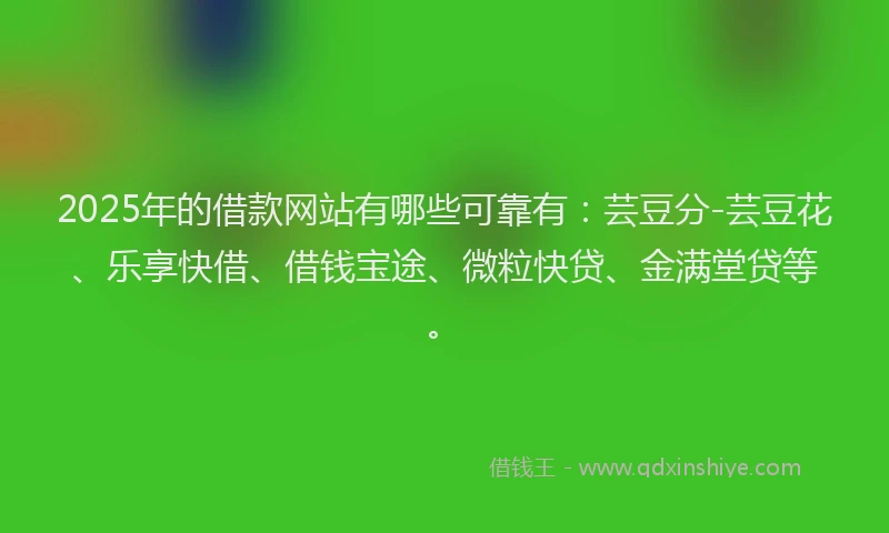 2025年的借款网站有哪些可靠有：芸豆分-芸豆花、乐享快借、借钱宝途、微粒快贷、金满堂贷等。
