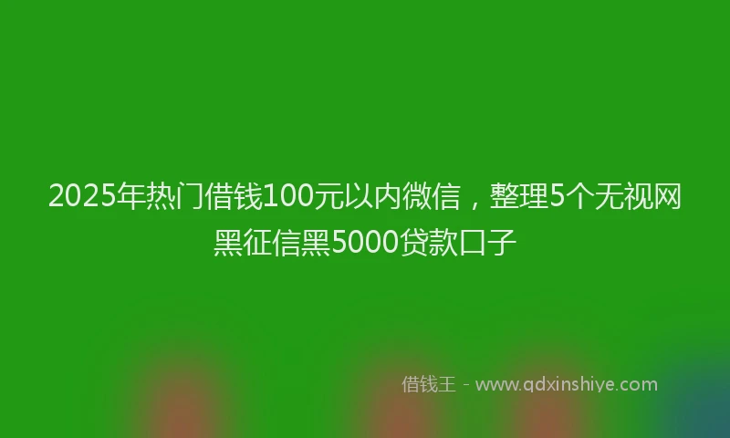 2025年热门借钱100元以内微信，整理5个无视网黑征信黑5000贷款口子
