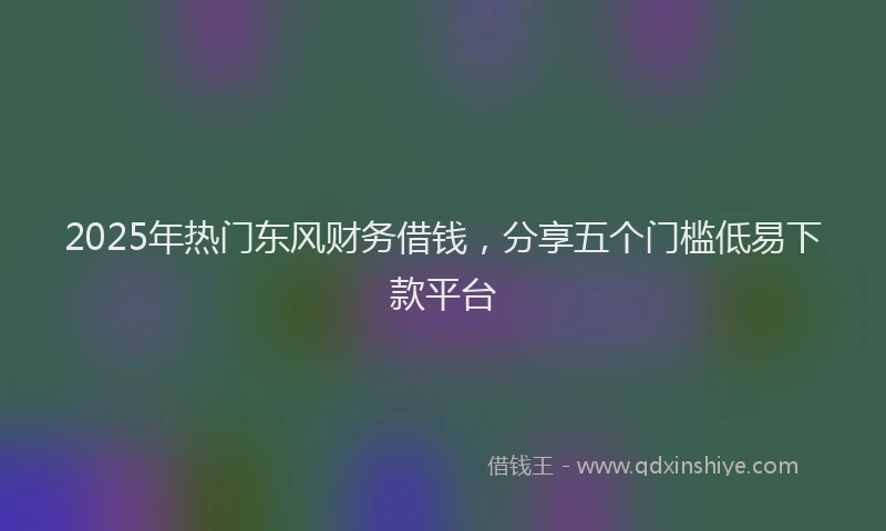 2025年热门东风财务借钱，分享五个门槛低易下款平台