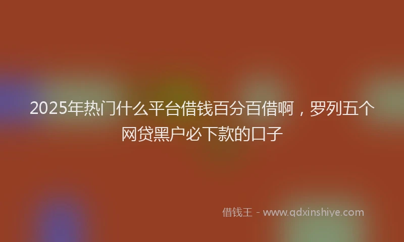 2025年热门什么平台借钱百分百借啊，罗列五个网贷黑户必下款的口子