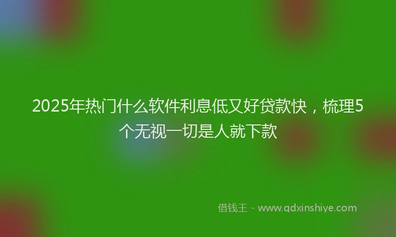 2025年热门什么软件利息低又好贷款快，梳理5个无视一切是人就下款