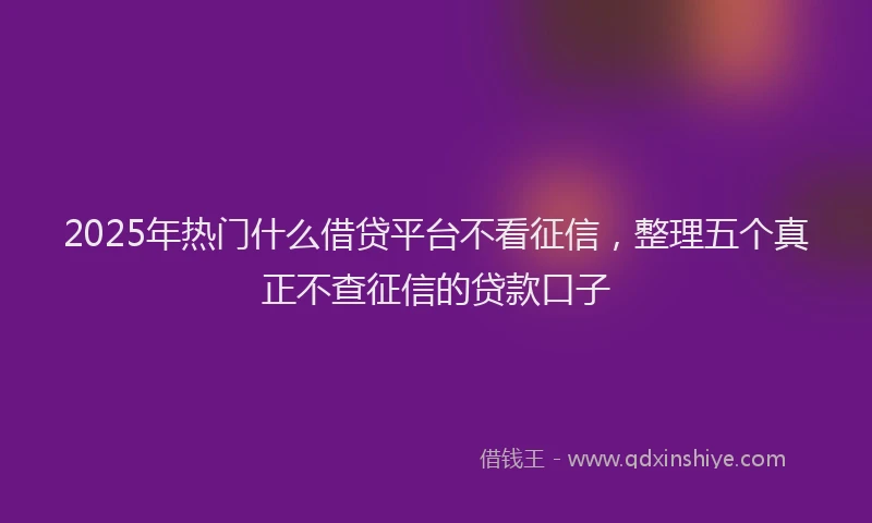 2025年热门什么借贷平台不看征信，整理五个真正不查征信的贷款口子