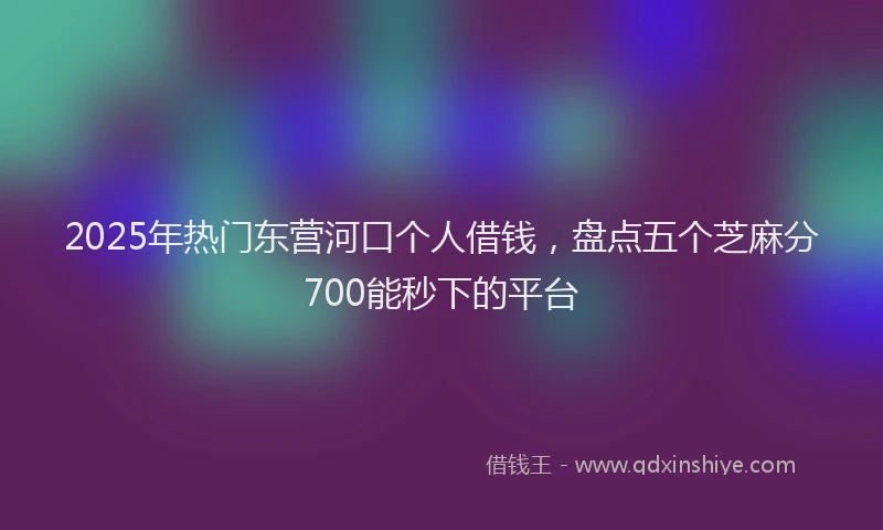 2025年热门东营河口个人借钱，盘点五个芝麻分700能秒下的平台