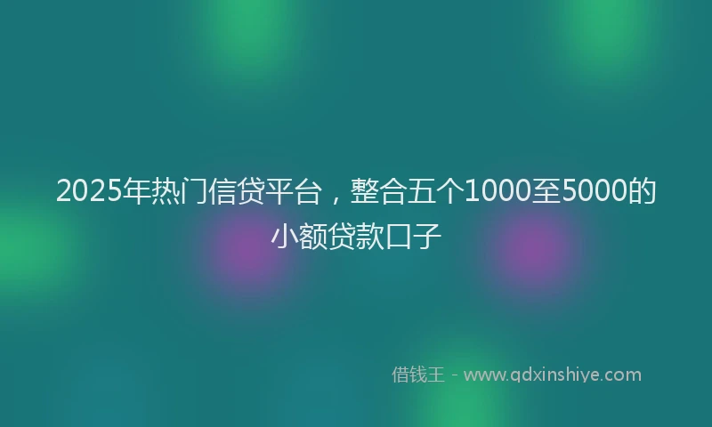 2025年热门信贷平台，整合五个1000至5000的小额贷款口子