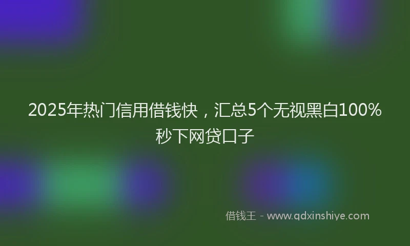 2025年热门信用借钱快，汇总5个无视黑白100%秒下网贷口子