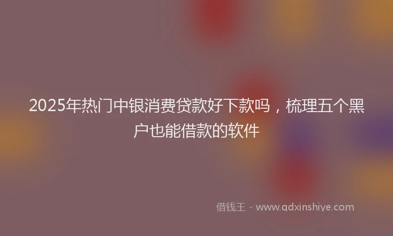2025年热门中银消费贷款好下款吗，梳理五个黑户也能借款的软件