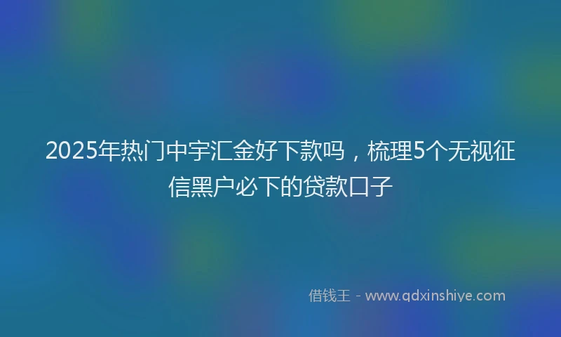 2025年热门中宇汇金好下款吗，梳理5个无视征信黑户必下的贷款口子