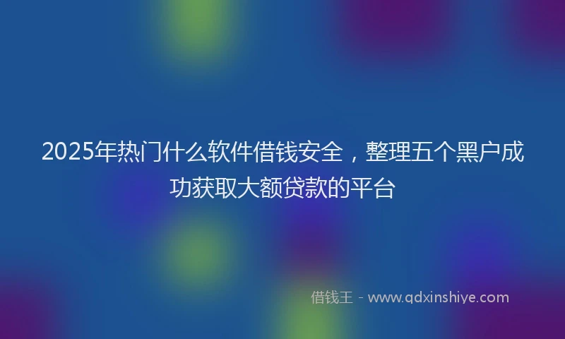 2025年热门什么软件借钱安全，整理五个黑户成功获取大额贷款的平台
