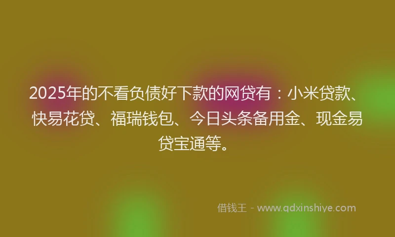 2025年的不看负债好下款的网贷有：小米贷款、快易花贷、福瑞钱包、今日头条备用金、现金易贷宝通等。