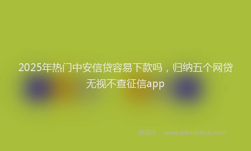 2025年热门中安信贷容易下款吗，归纳五个网贷无视不查征信app