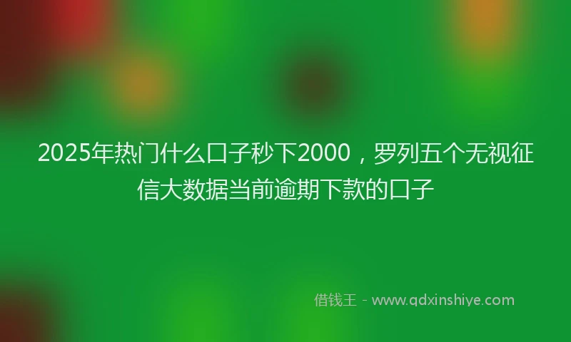 2025年热门什么口子秒下2000，罗列五个无视征信大数据当前逾期下款的口子