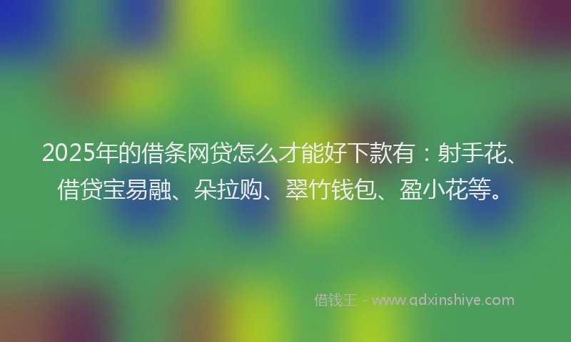 2025年的借条网贷怎么才能好下款有：射手花、借贷宝易融、朵拉购、翠竹钱包、盈小花等。