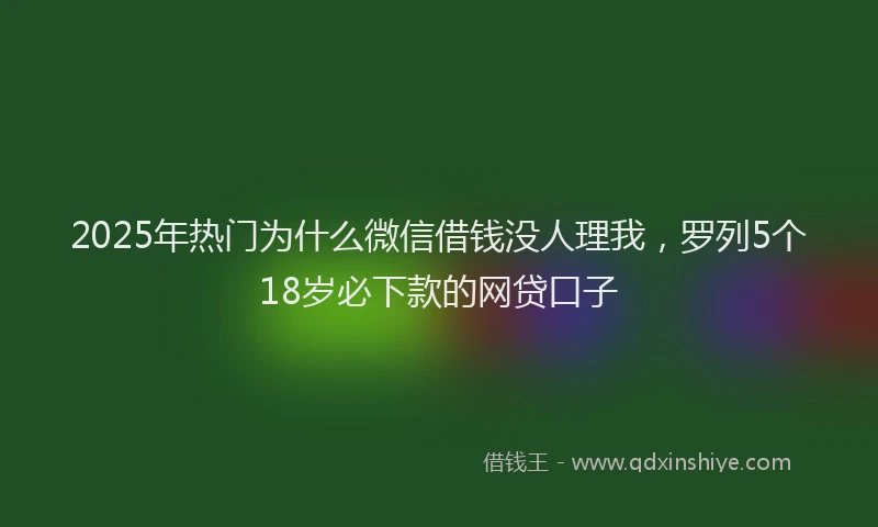 2025年热门为什么微信借钱没人理我，罗列5个18岁必下款的网贷口子