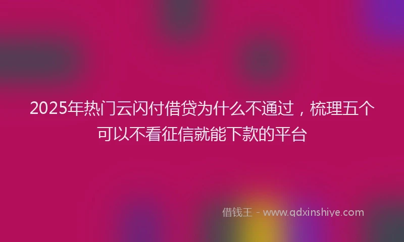 2025年热门云闪付借贷为什么不通过，梳理五个可以不看征信就能下款的平台