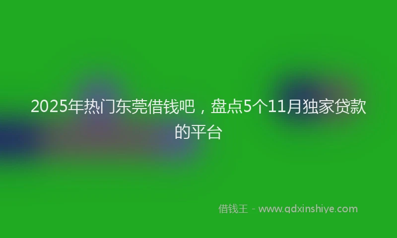 2025年热门东莞借钱吧，盘点5个11月独家贷款的平台