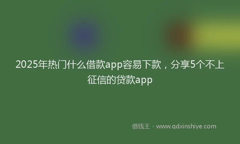 2025年热门什么借款app容易下款，分享5个不上征信的贷款app