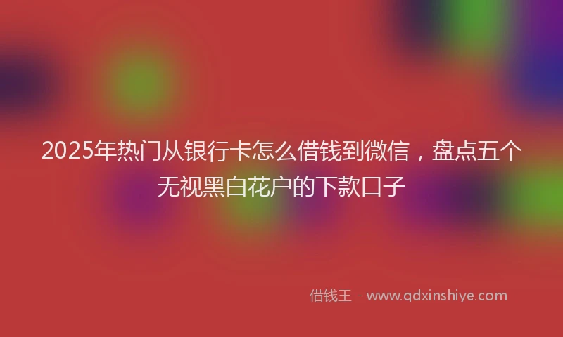 2025年热门从银行卡怎么借钱到微信，盘点五个无视黑白花户的下款口子