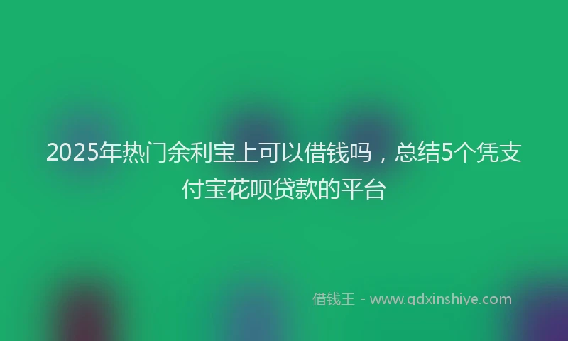 2025年热门余利宝上可以借钱吗，总结5个凭支付宝花呗贷款的平台