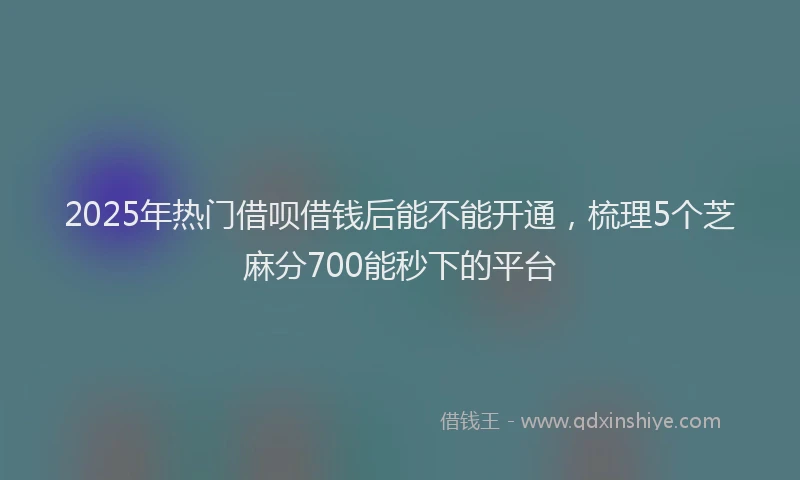 2025年热门借呗借钱后能不能开通，梳理5个芝麻分700能秒下的平台