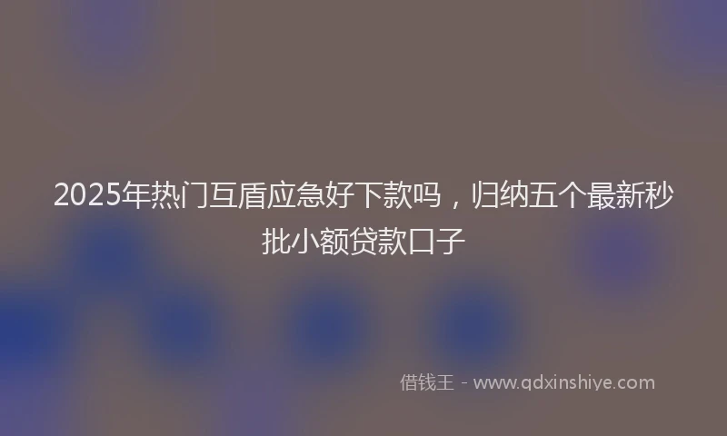 2025年热门互盾应急好下款吗，归纳五个最新秒批小额贷款口子