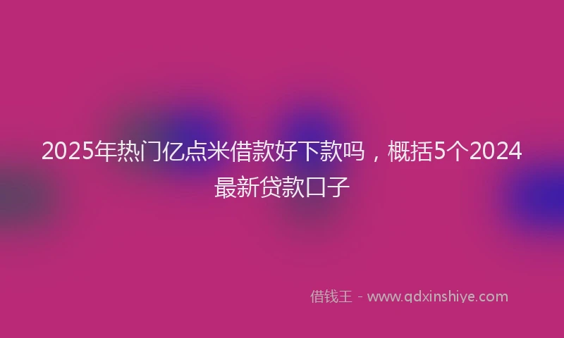 2025年热门亿点米借款好下款吗，概括5个2024最新贷款口子