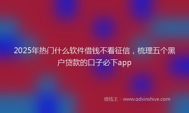 2025年热门什么软件借钱不看征信，梳理五个黑户贷款的口子必下app