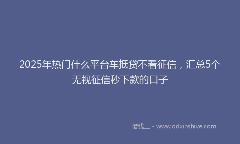 2025年热门什么平台车抵贷不看征信，汇总5个无视征信秒下款的口子