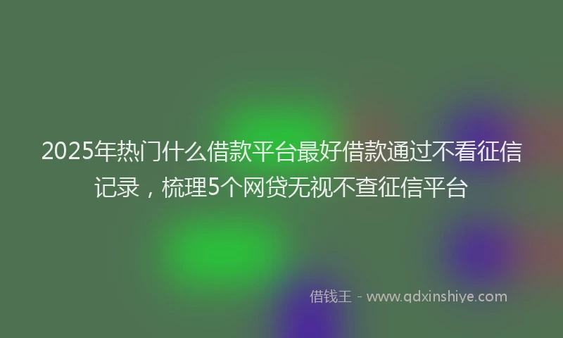 2025年热门什么借款平台最好借款通过不看征信记录,梳理5个网贷无视不查征信平台