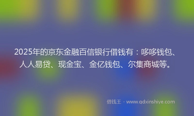 2025年的京东金融百信银行借钱有：哆哆钱包、人人易贷、现金宝、金亿钱包、尔集商城等。