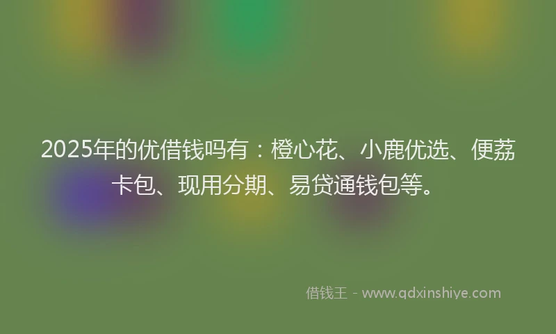 2025年的优借钱吗有：橙心花、小鹿优选、便荔卡包、现用分期、易贷通钱包等。