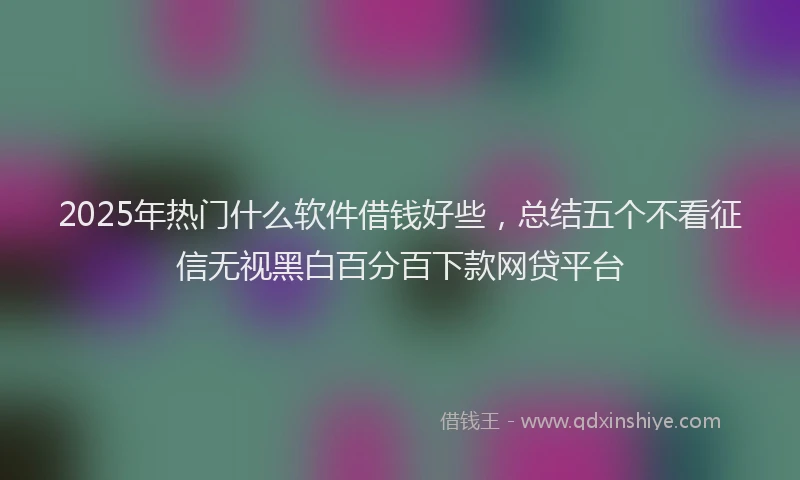 2025年热门什么软件借钱好些，总结五个不看征信无视黑白百分百下款网贷平台
