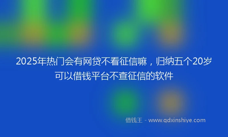 2025年热门会有网贷不看征信嘛，归纳五个20岁可以借钱平台不查征信的软件