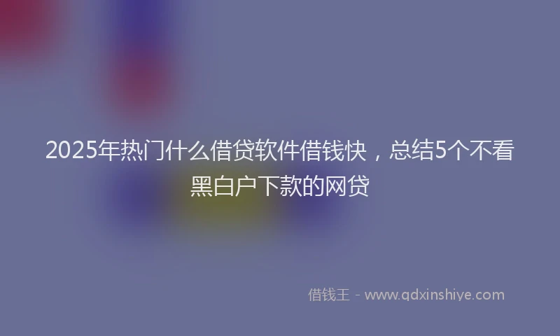 2025年热门什么借贷软件借钱快，总结5个不看黑白户下款的网贷