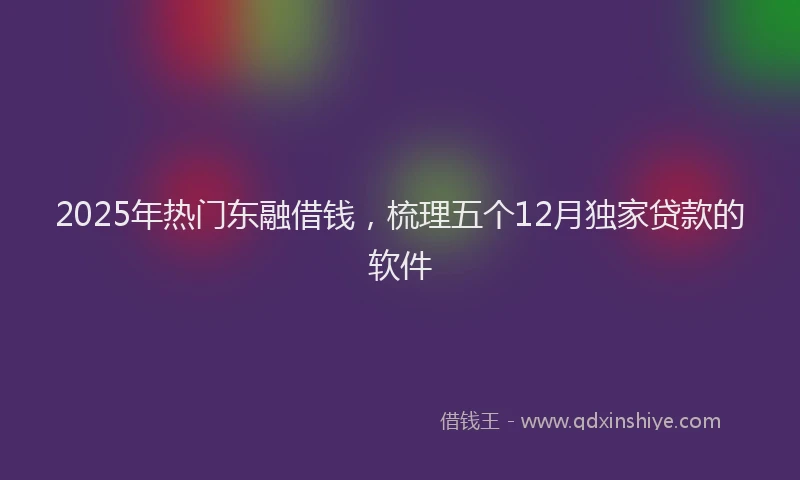 2025年热门东融借钱，梳理五个12月独家贷款的软件