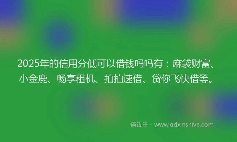 2025年的信用分低可以借钱吗吗有：麻袋财富、小金鹿、畅享租机、拍拍速借、贷你飞快借等。
