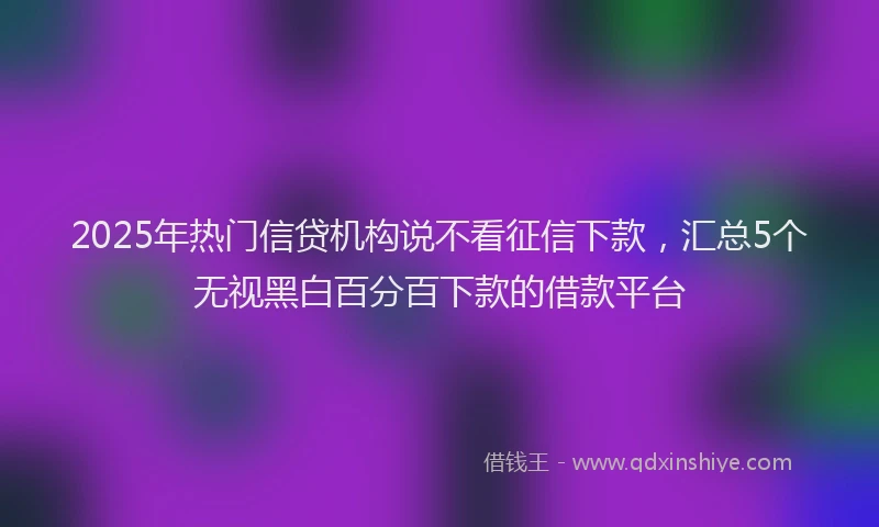 2025年热门信贷机构说不看征信下款，汇总5个无视黑白百分百下款的借款平台