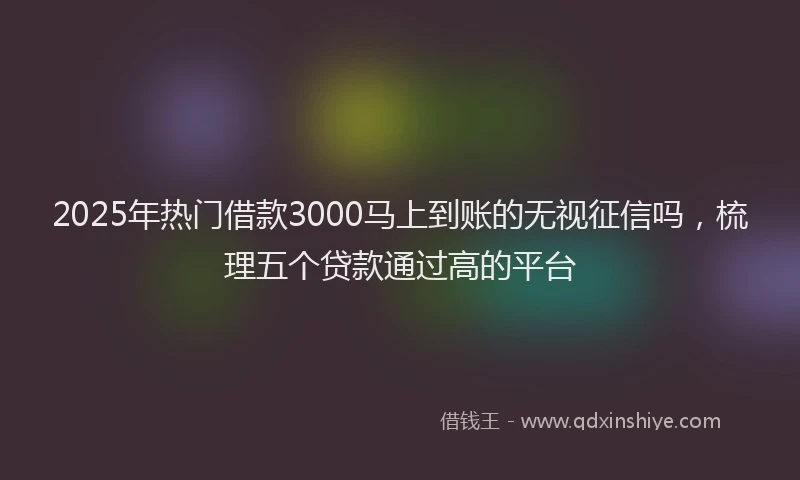 2025年热门借款3000马上到账的无视征信吗，梳理五个贷款通过高的平台