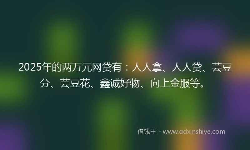2025年的两万元网贷有：人人拿、人人贷、芸豆分、芸豆花、鑫诚好物、向上金服等。