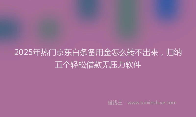 2025年热门京东白条备用金怎么转不出来，归纳五个轻松借款无压力软件