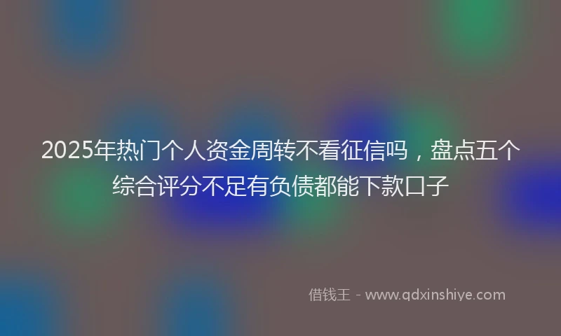 2025年热门个人资金周转不看征信吗，盘点五个综合评分不足有负债都能下款口子