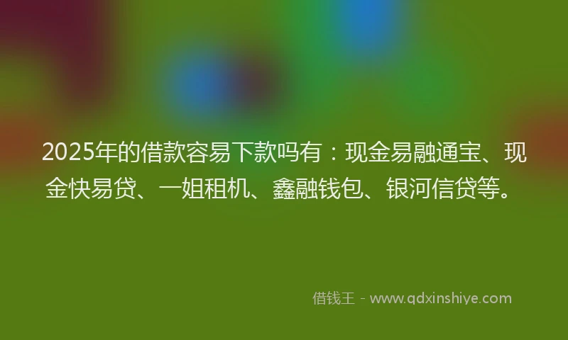 2025年的借款容易下款吗有：现金易融通宝、现金快易贷、一姐租机、鑫融钱包、银河信贷等。