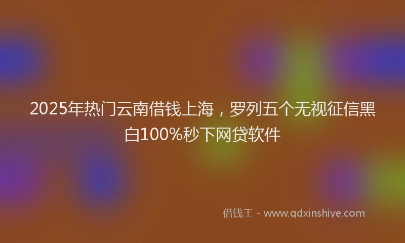 2025年热门云南借钱上海，罗列五个无视征信黑白100%秒下网贷软件