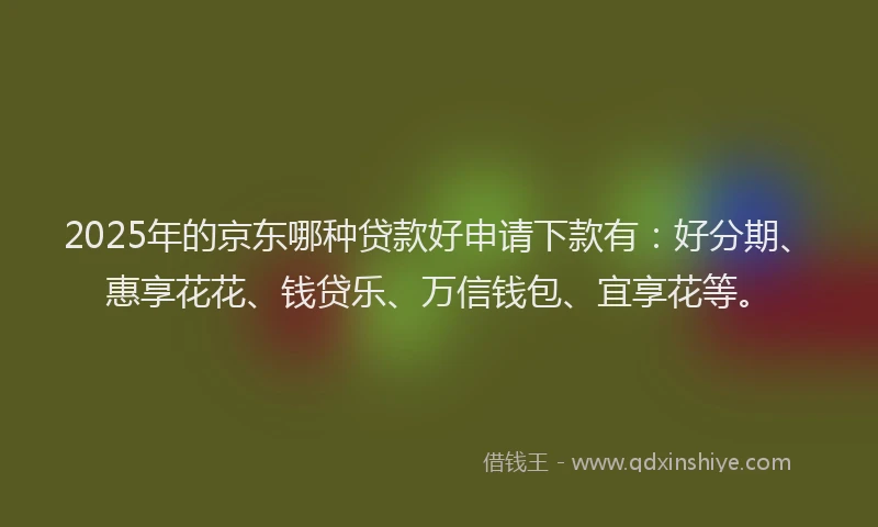 2025年的京东哪种贷款好申请下款有：好分期、惠享花花、钱贷乐、万信钱包、宜享花等。